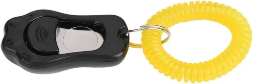 Vista 5 de Yosoo Clicker Entrenamiento para perros, ajustable de 3 engranajes para entrenamiento de perros con forma de clicker con correa de muñeca para gatos