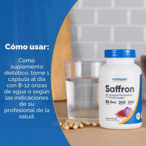 Vista 7 de Nutricost - Extracto de Azafrán 88.5 mg, 240 Cápsulas - Cápsulas vegetarianas, sin OMG, sin gluten