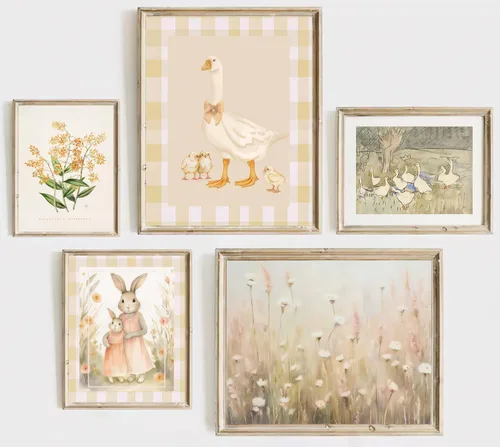 Vista 10 de ONEOLTN Arte de Pared en Lienzo Vintage de Conejito Piloto para Guardería Imágenes Temáticas de Aventura Habitación de Bebé Niño Póster de Avión