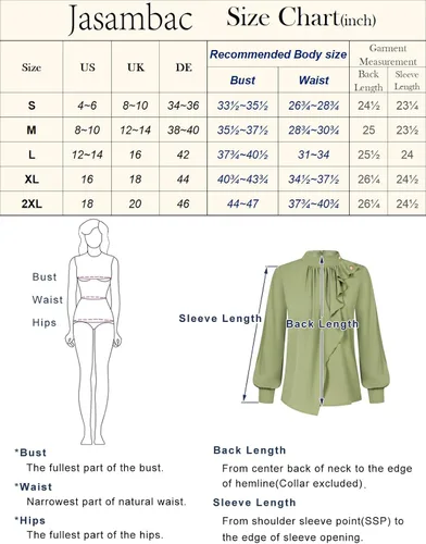 Vista 6 de JASAMBAC Blusas de trabajo de negocios para mujer 2023 elegantes con volantes de manga larga cuello alto falso camisa de oficina otoño invierno
