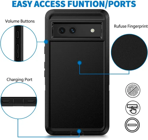 Vista 5 de Funda para Google Pixel 7a 5G, Pixel 7a Funda de teléfono resistente a prueba de golpes a prueba de polvo resistente Defender Protective, 3 en 1
