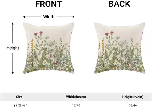 Vista 4 de AEIOAE Juego de 2 fundas de almohada de flores primaverales de 16 x 16 pulgadas, fundas de almohada florales de hojas verdes salvia, hierbas