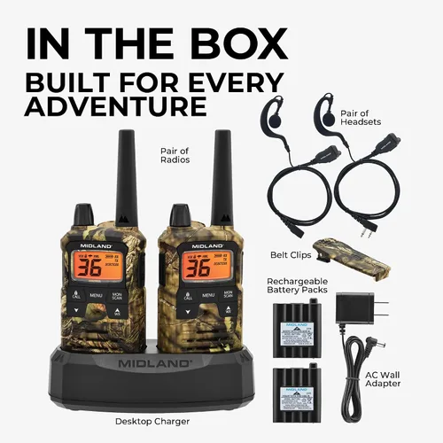 Vista 3 de Midland - Walkie Talkies T295VP4 X-TALKER con 22 canales GMRS - Radio bidireccional NOAA Tecnología de alerta meteorológica y escaneo, opciones