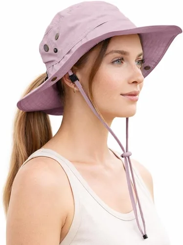 Vista 9 de TOP-EX ChicPony - Sombrero de cola de caballo para mujer, impermeable, UPF beige (0702_beige)