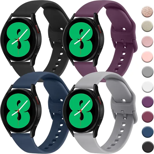 Vista 10 de 4 PACK Bands Compatible with Samsung Galaxy Watch 4 40mm 44mm/ 4 Classic 42mm 46mm, 20mm Adjustable Silicone Sport Replacement Strap for Samsung