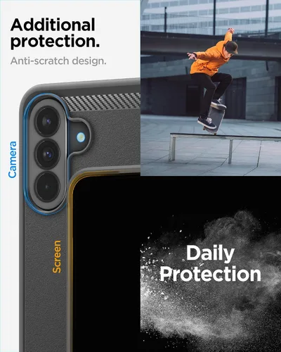 Vista 4 de Spigen Funda para Galaxy A37 5G, blindaje resistente [protección de grado militar] - negro mate