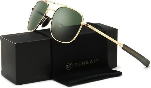 Vista 8 de SUNGAIT Gafas de sol polarizadas estilo militar Pilot Aviator para hombre con patillas de bayoneta