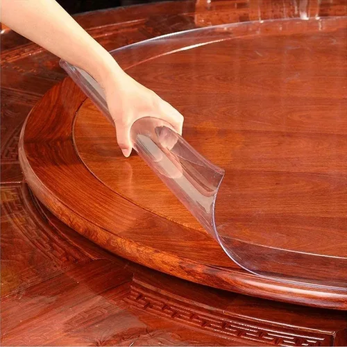 Vista 3 de CL-ZZZ Protector de mantel redondo transparente de PVC mantel de plástico impermeable cubierta de mesa de madera rollo de mesa de comedor de 0.079
