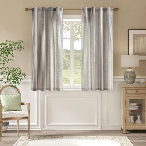 Vista 52 de jinchan Linen Blackout Curtains Back Tab 96 Inch 2 Panels Striped Blue Blue Stripe Lined
