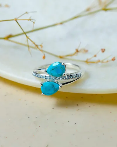 Vista 4 de YoTreasure Moonstone London Blue Topaz Rhodolite Garnet TourmalineTurquoise Swiss Blue Topaz 925 Sterling Silver Engagement Ring Jewelry