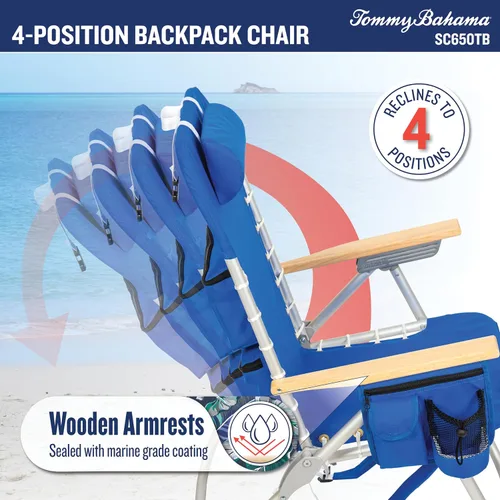 Vista 5 de Tommy Bahama Hi-Boy 17" Seat Height 4-Position Lace-Up Suspension Folding Beach Backpack Chair