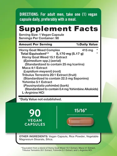 Vista 2 de Nature's Truth Horny Goat Weed Complex 90 cápsulas con raíz de maca Suplemento de hierbas vegano, sin OMG y sin gluten