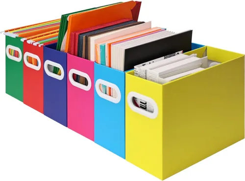 Vista 22 de Organizador de archivos colgante, organizador de carpetas de archivos de cartón para tamaño carta, caja de almacenamiento de documentos