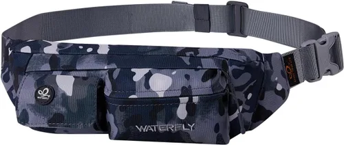 Vista 13 de WATERFLY Riñonera para Mujeres y Hombres Resistente al Agua Pequeña Bolsa de Cintura Delgada con 4 Bolsillos Bolsa Cruzada Ligera para el Pecho que