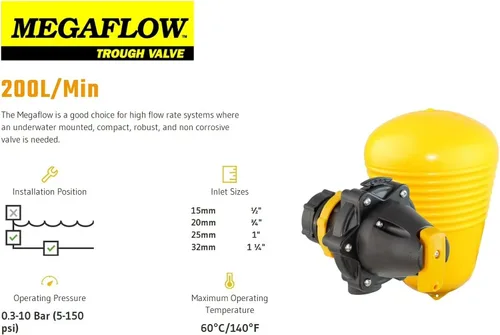 Vista 2 de Jobe Valves J-MFV20DLT 82026 Megaflow Valve, 3/4", amarillo/negro