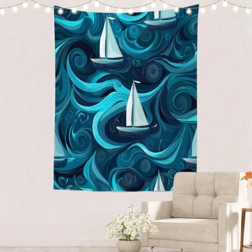 Vista 57 de Batmerry Peaceful Retreat Beautiful Landscape Polyester Tapestry, Blooming Garden Setting Lightweight Wall Hanging High-Definition Print Backdrop