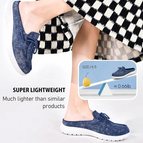 Vista 4 de Buyrew Pantuflas para mujer, cómodas, de lona de punto, con soporte de arco, transpirables, pantuflas de casa