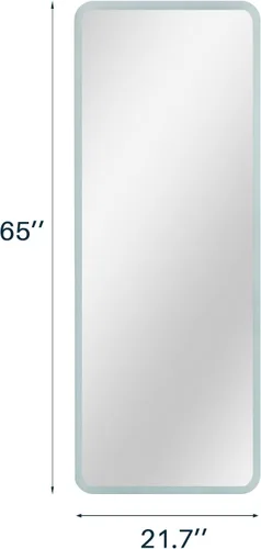 Vista 6 de H&A Espejos LED de baño, espejos de longitud completa de 65 x 24 pulgadas para pared, espejo rectangular moderno para colgar en la pared, vertical u