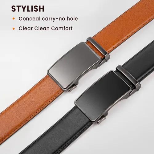 Vista 7 de Zitahli Cinturón para hombre, paquete de 2 unidades, diseño de cinturón de cuero para trabajo, negocios y pantalones de golf casuales, accesorios