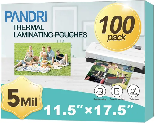 Vista 10 de PANDRI - Hojas de laminación, 100 bolsas de laminación térmica con capacidad para 11 x 17 pulgadas, papel laminador de plástico de 3 mil de 11.5 x