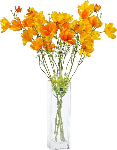 Vista 9 de Cosmos artificiales de flores silvestres, 6 piezas de tallo largo para boda, novia, bricolaje, ramo de decoración del hogar, centros de mesa (azul)