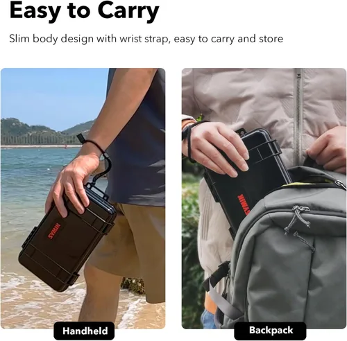 Vista 4 de SYMIK - Funda rígida para DJI Osmo Pocket 4 / Pocket 3 / Xtra Muse Waterproof Shockproof Hard Case, Portable Travel Storage Case with Wrist Strap
