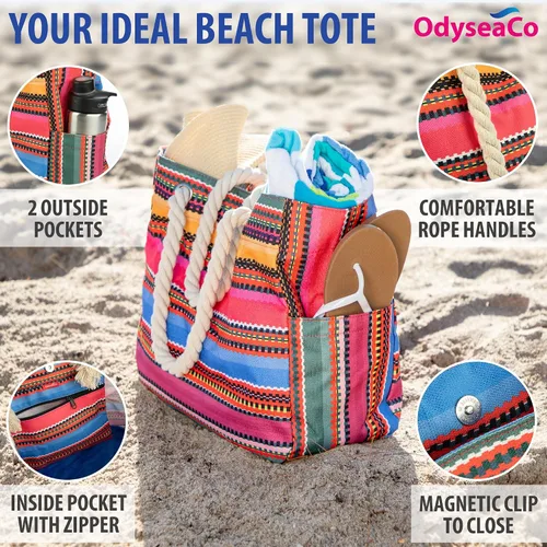 Vista 4 de Odyseaco bolsa de lona impermeable para playa. Tamaño grande