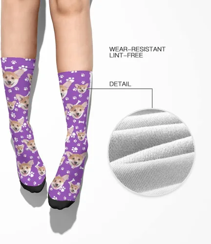 Vista 5 de D-Story Calcetines personalizados con foto fabricados en Estados Unidos, divertidos calcetines personalizados, regalos lindos personalizados