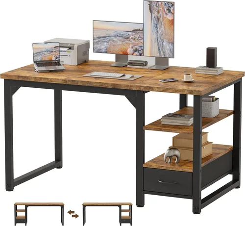 Vista 87 de Mericonia Escritorio para computadora, escritorio de juegos para espacios pequeños, mesa de estilo moderno y simple para oficina en casa, mesa
