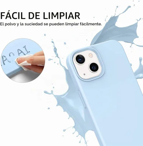 Vista 4 de Telaso Funda compatible con iPhone 13, silicona líquida de gel suave para iPhone 13, funda delgada con forro de microfibra a prueba de golpes Azul