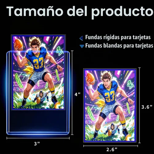 Vista 2 de 400 Fundas para Tarjetas con Carga Superior, Protectores de Tarjetas de Béisbol de 7.62 cm x 10.16 cm, Porta Tarjetas Duro de Plástico Premium