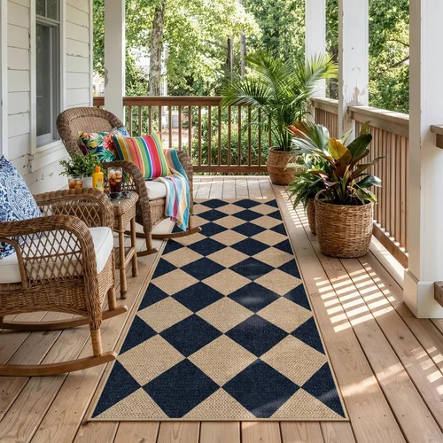 Vista 21 de Lahome Alfombra de yute a cuadros fácil 2'x3', alfombra pequeña para entrada, antideslizante, alfombra para la puerta delantera de la cocina