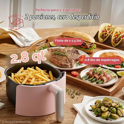 Vista 5 de 2.8QT Small Air Fryer, Mini Pink Air Fryers with Gift Box