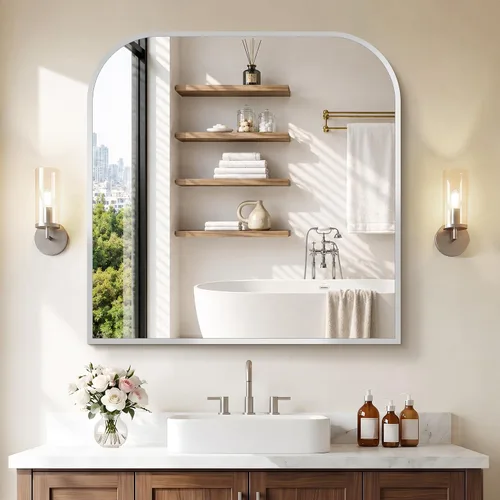Vista 30 de COFENY Espejo de baño, espejo rectangular negro de 16 x 24 pulgadas para montar en la pared con marco delgado, espejos de tocador de baño para sobre