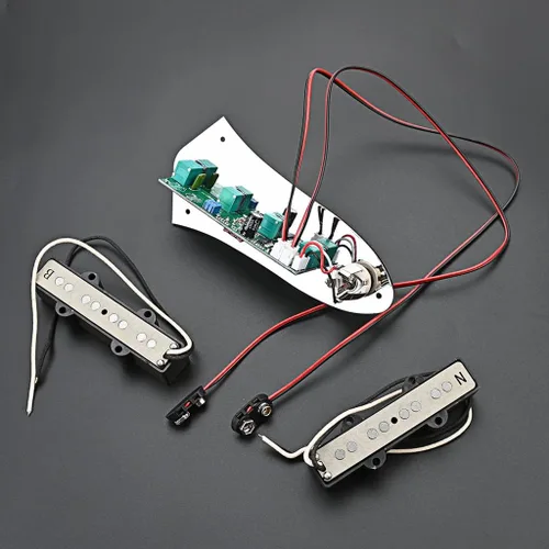 Vista 5 de Alnico - 5 pastillas de bajo para jazz con sistema de placa de control de carga completa precableada, cuello de guitarra/puente de pastilla de bajo