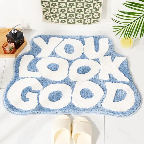Vista 9 de 𝗟𝗮𝗿𝗴𝗲 𝟮𝟰" x 𝟯𝟭" Alfombra de Baño "You Look Good" Linda Alfombra de Baño Lindas Alfombras de Baño Divertidas Alfombras de Baño Divertidas Decoración
