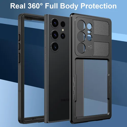 Vista 3 de Funda impermeable para Samsung Galaxy S23 Ultra, con protector de pantalla integrado, a prueba de polvo, a prueba de golpes, de cuerpo completo