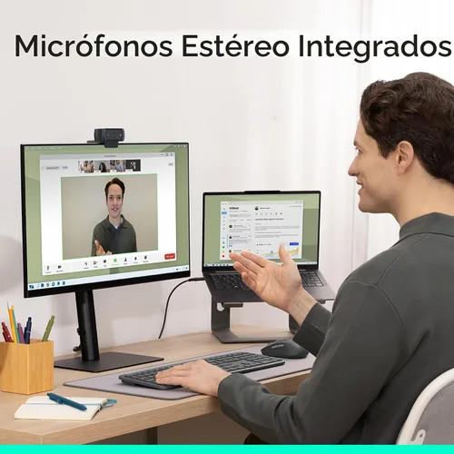 Vista 4 de Logitech Cámara web C920x HD Pro para PC, video Full HD de 1080p/30fps, audio claro, corrección de luz, funciona con Microsoft Teams, Google Meet