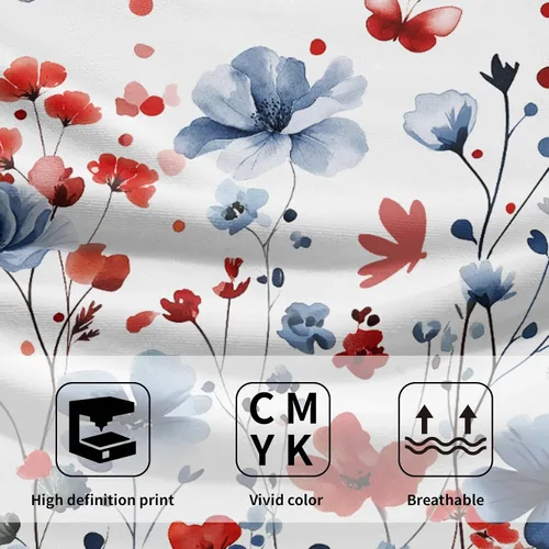 Vista 3 de Juego de 2 toallas de mano para el 4 de julio, 14 x 28 pulgadas, diseño patriótico de hojas florales rojas y azules, absorbentes y suaves