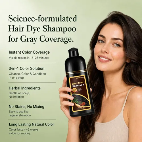 Vista 2 de Champú de tinte para cabello negro para cabello gris, champú instantáneo de color de cabello, champú de larga duración, champú para cabello negro