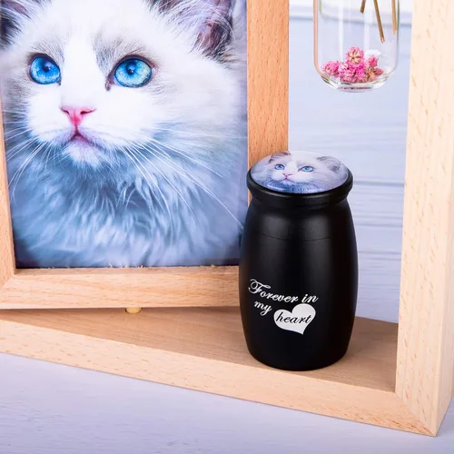Vista 5 de Bivei Urnas pequeñas para cenizas humanas, urna personalizada de recuerdo con foto y texto para hombres y mujeres, mini urnas para adultos