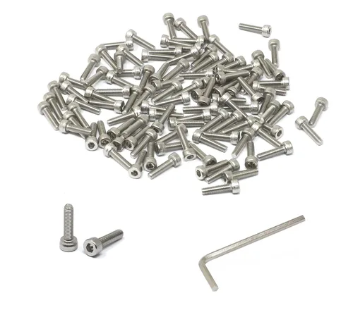 Vista 253 de iexcell Kit de tornillos de cabeza hexagonal de acero inoxidable 304, 100 unidades M2 x 0.157 in, paso de rosca de 0.016 in