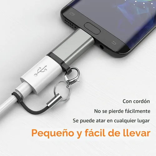 Vista 5 de Adaptador USB-C a Micro USB, paquete de 3 unidades USB tipo C hembra a micro USB macho convertidor USB C a Micro B 2.0 carga y sincronización