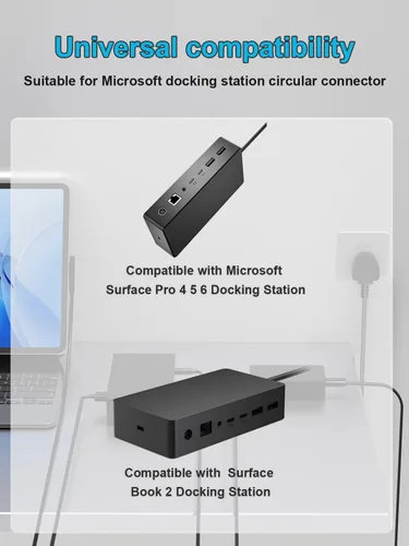 Vista 3 de Cargador de fuente de alimentación de 90W 15V 6A compatible con Microsoft Surface Pro 4 5 6 Dock Station Modelo 1661 1749 Surface Book Docking