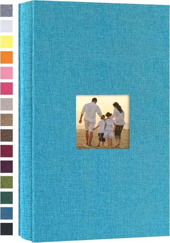 Vista 54 de potricher - Álbum de fotos pequeño para 100 fotos de 4 x 6 pulgadas, con portada de lino con foto, familiar, para bodas, aniversarios, bebés o Beige