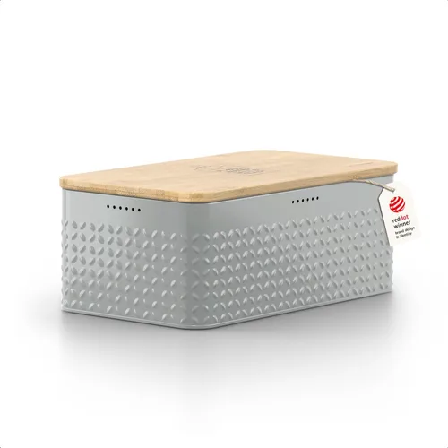 Vista 18 de LARS NYSØM Panera I Caja de pan de metal para una frescura duradera con almohadillas antideslizantes I Papelera para productos horneados con tapa