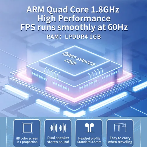 Vista 3 de Consola de juegos portátil RGB30 Emuladores multifuncionales integrados de 10,000 juegos Pantalla de 4 pulgadas, soporte de chip RK3566 Multijugador