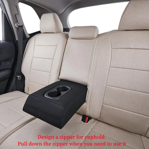 Vista 5 de Coverdram - Fundas de asiento personalizadas compatibles con modelos seleccionados de Nissan Sentra 2013, 2014, 2015, 2016, 2017, 2018 y 2019 Beige