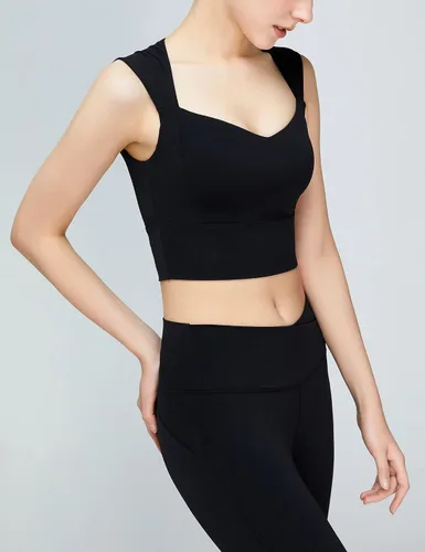 Vista 5 de Loovoo Longline - Brasier deportivo acolchado para mujer, sin varillas, soporte medio, para yoga, cuello cuadrado, fitness, entrenamiento