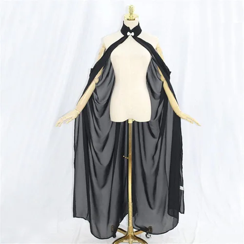 Vista 2 de Capa larga de gasa para mujer, cuello halter, para boda, novia, chal, capa larga